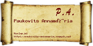 Paukovits Annamária névjegykártya