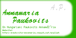 annamaria paukovits business card